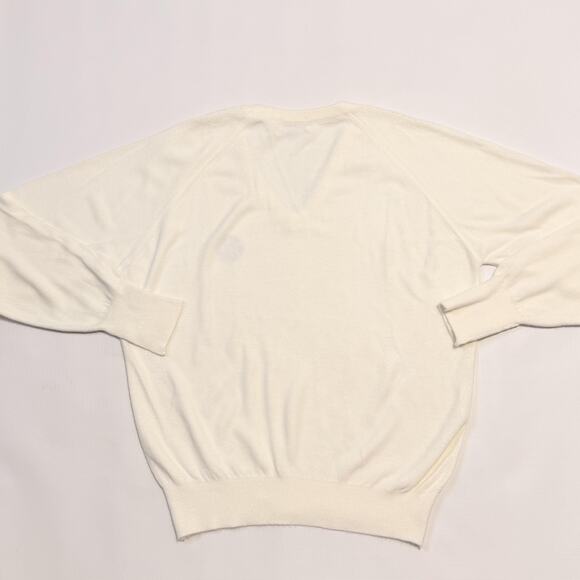Aureus V-Neck Sweater Cream Embroidered Golf Crest Knit Pullover Adult - Picture 9 of 9